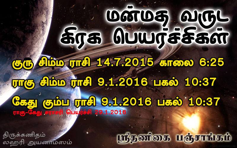 Manmatha Varusha Graha Peyarchi